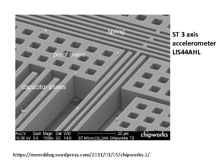 ST 3 axis accelerometer LIS 44 AHL https: //memsblog. wordpress. com/2011/01/05/chipworks-2/ ST 3 axis accelerometer LIS 44 AHL https: //memsblog. wordpress. com/2011/01/05/chipworks-2/