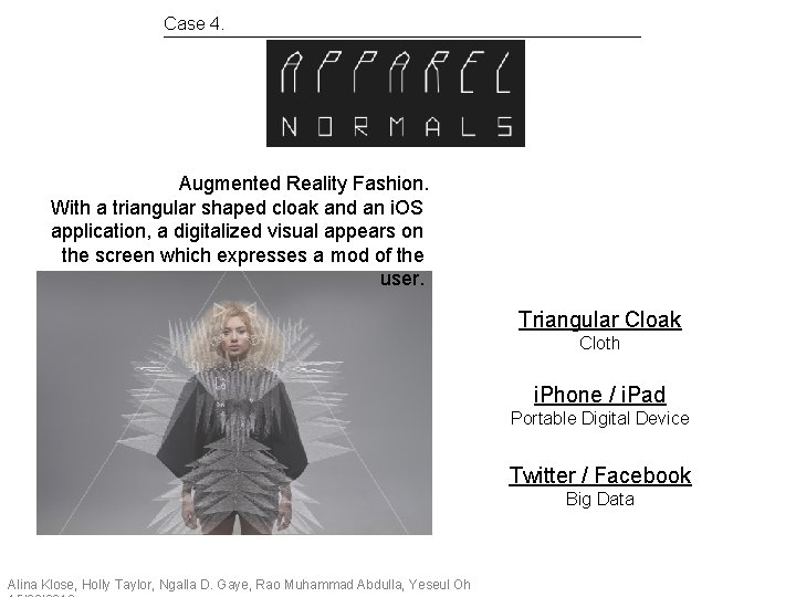 Case 4. Augmented Reality Fashion. With a triangular shaped cloak and an i. OS