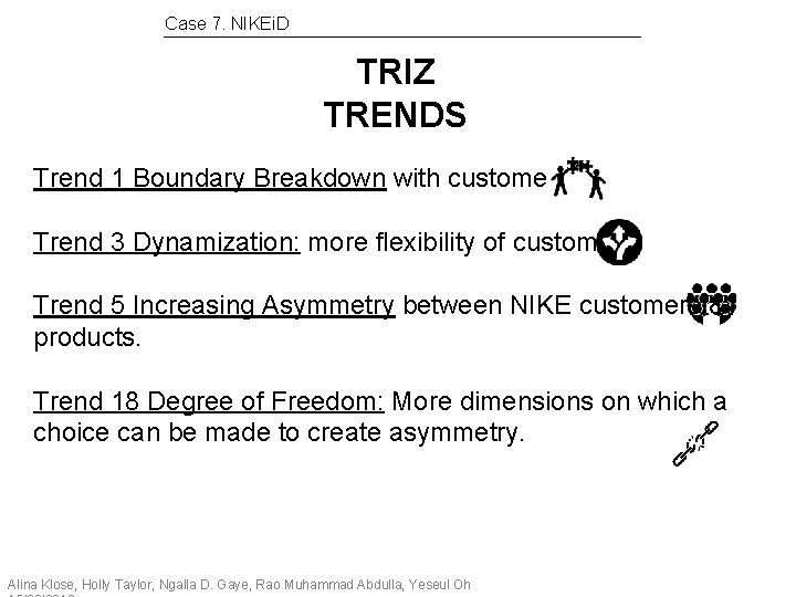 Case 7. NIKEi. D TRIZ TRENDS Trend 1 Boundary Breakdown with customers. Trend 3