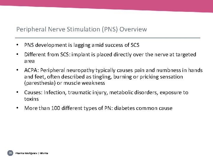 Peripheral Nerve Stimulation (PNS) Overview • PNS development is lagging amid success of SCS