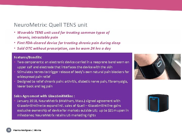 Neuro. Metrix: Quell TENS unit • Wearable TENS unit used for treating common types