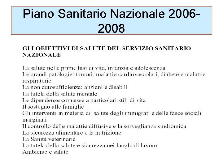 Piano Sanitario Nazionale 20062008 