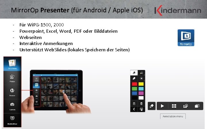 Mirror. Op Presenter (für Android / Apple i. OS) - Für Wi. PG-1500, 2000