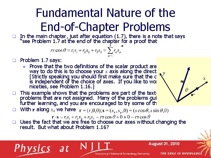 Fundamental Nature of the End-of-Chapter Problems q In the main chapter, just after equation