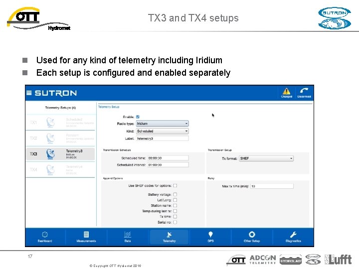 TX 3 and TX 4 setups n Used for any kind of telemetry including TX 3 and TX 4 setups n Used for any kind of telemetry including