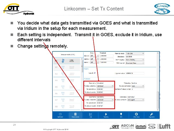 Linkcomm – Set Tx Content n You decide what data gets transmitted via GOES Linkcomm – Set Tx Content n You decide what data gets transmitted via GOES