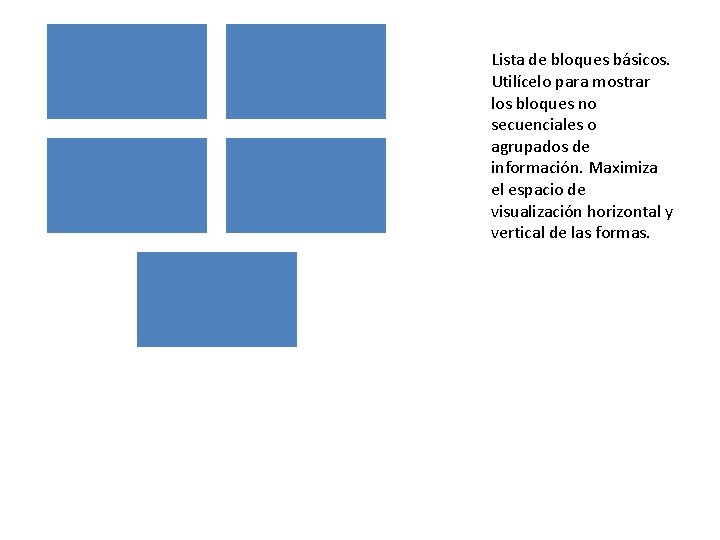 Lista de bloques básicos. Utilícelo para mostrar los bloques no secuenciales o agrupados de