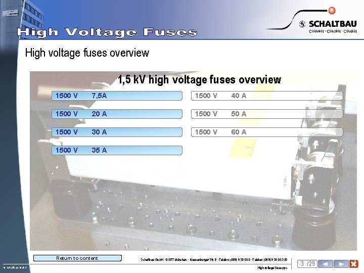 High voltage fuses overview 1, 5 k. V high voltage fuses overview 1500 V