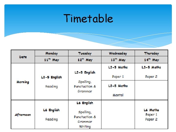 Timetable 