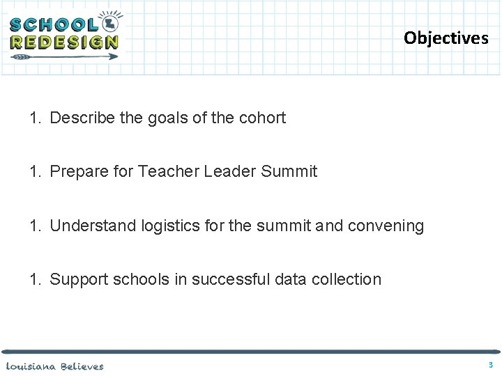 Objectives 1. Describe the goals of the cohort 1. Prepare for Teacher Leader Summit