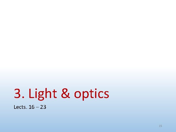 3. Light & optics Lects. 16 – 23 15 