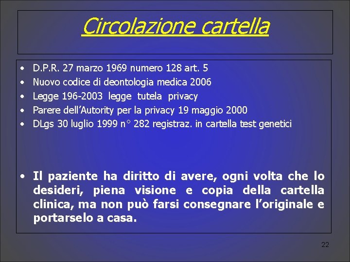 Circolazione cartella • • • D. P. R. 27 marzo 1969 numero 128 art.