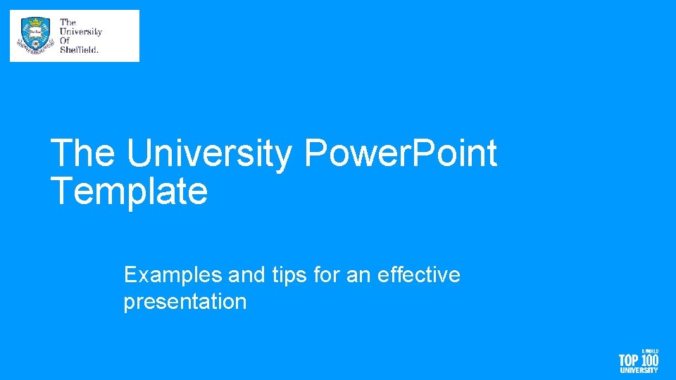 The University Power. Point Template Examples and tips for an effective presentation 