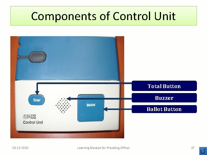 Components of Control Unit Total Button Buzzer Ballot Button 03 -12 -2020 Learning Module