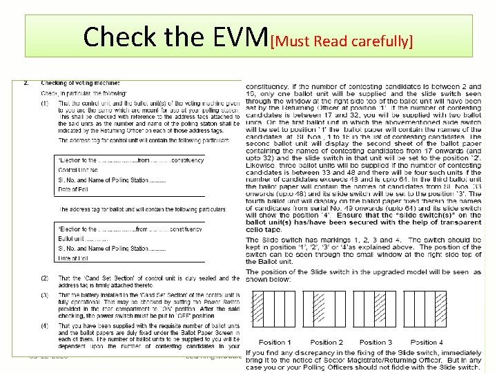 Check the EVM[Must Read carefully] 03 -12 -2020 Learning Module for Presiding Officer 29