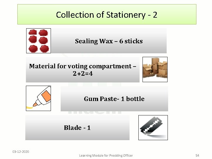 Collection of Stationery - 2 Sealing Wax – 6 sticks Material for voting compartment