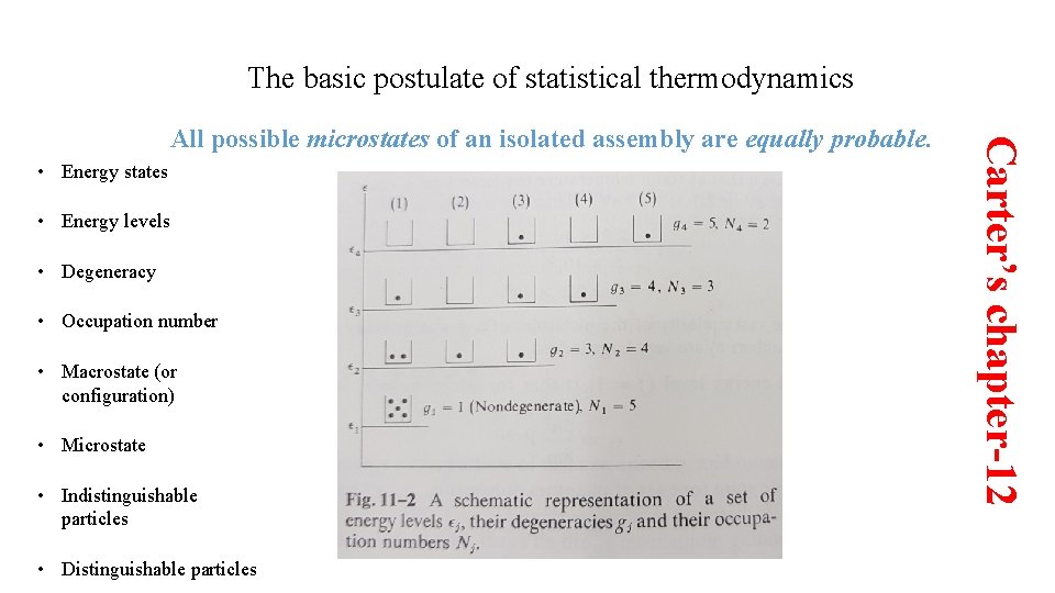 The basic postulate of statistical thermodynamics • Energy states • Energy levels • Degeneracy