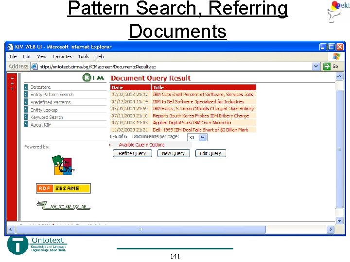 Pattern Search, Referring Documents 141 Pattern Search, Referring Documents 141