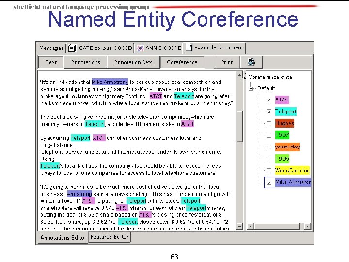 Named Entity Coreference 63 Named Entity Coreference 63
