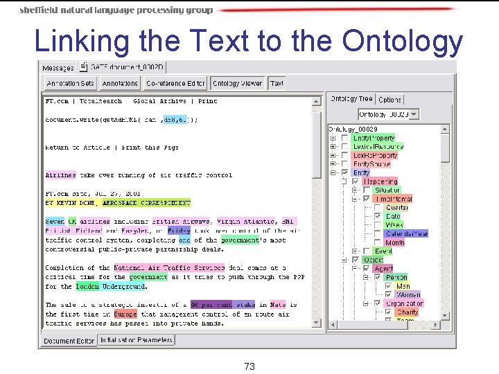Linking the Text to the Ontology 73 Linking the Text to the Ontology 73