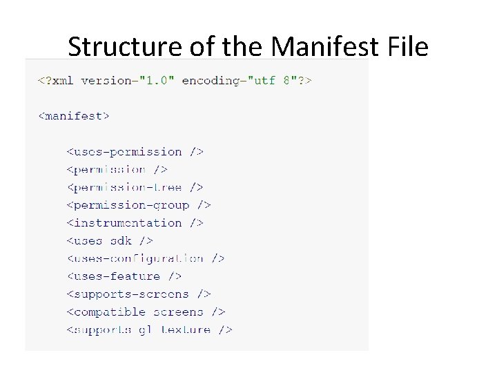 Structure of the Manifest File 