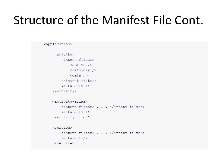 Structure of the Manifest File Cont. 