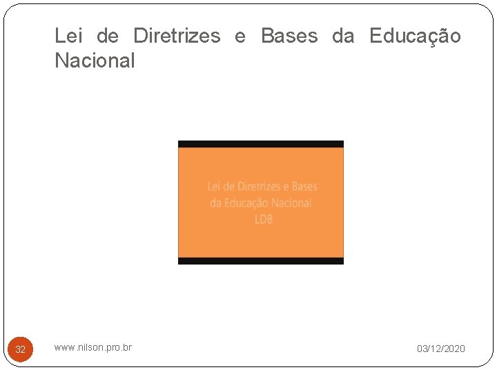 Lei de Diretrizes e Bases da Educação Nacional 32 www. nilson. pro. br 03/12/2020