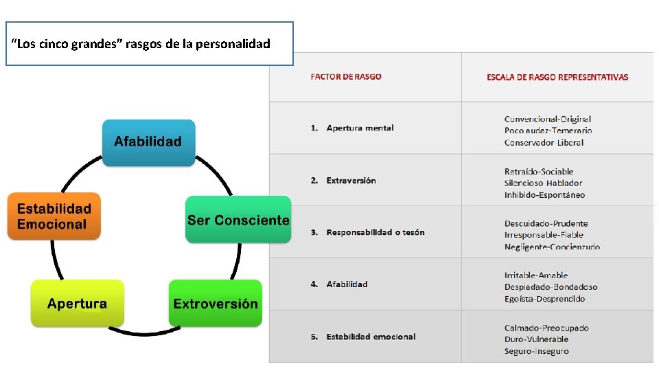“Los cinco grandes” rasgos de la personalidad 