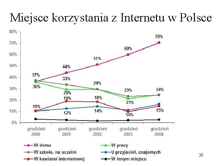 Miejsce korzystania z Internetu w Polsce 20 