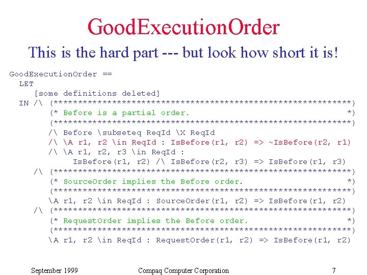 Good. Execution. Order This is the hard part --- but look how short it Good. Execution. Order This is the hard part --- but look how short it