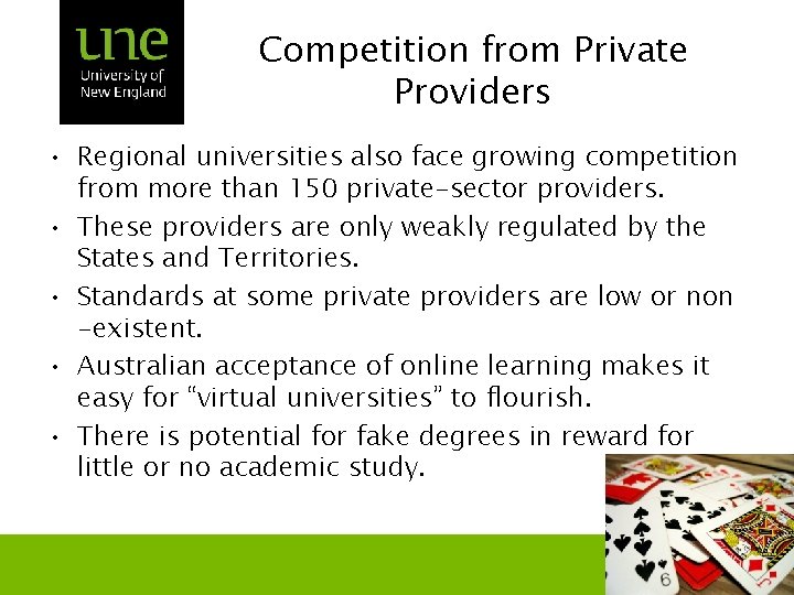 Competition from Private Providers • Regional universities also face growing competition from more than