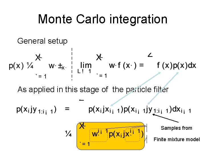 Monte Carlo integration General setup As applied in this stage of the particle filter