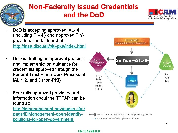 Non-Federally Issued Credentials and the Do. D • Do. D is accepting approved IAL-