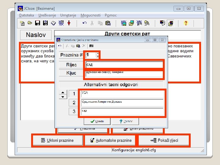 Program za popunjavanje praznina (JCloze) 
