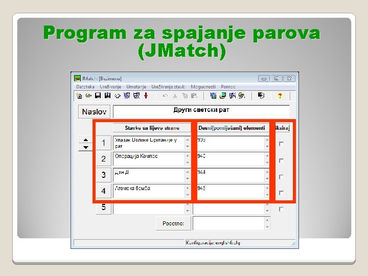 Program za spajanje parova (JMatch) 