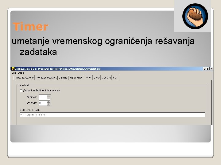 Timer umetanje vremenskog ograničenja rešavanja zadataka 
