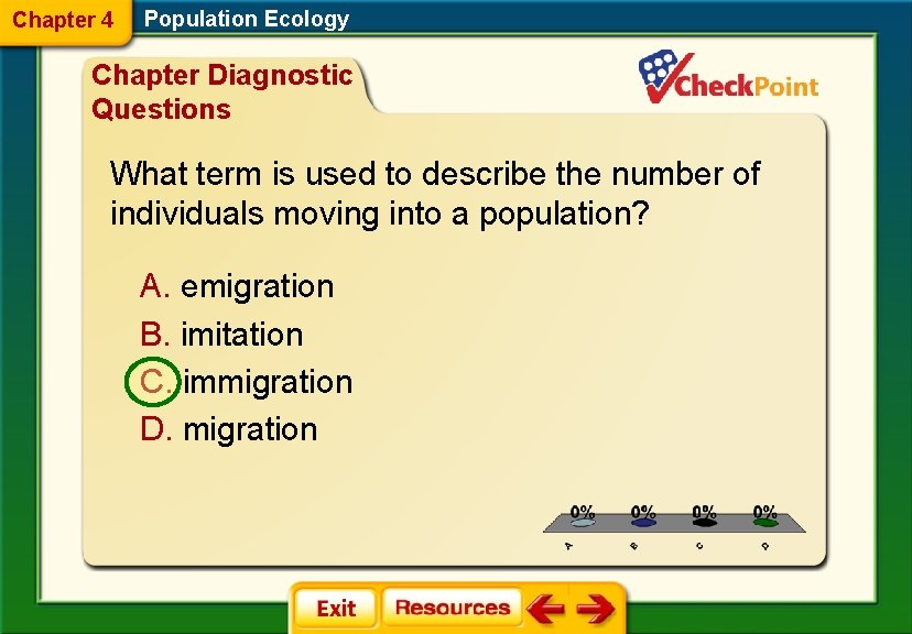 Chapter 4 Population Ecology Chapter Diagnostic Questions What term is used to describe the