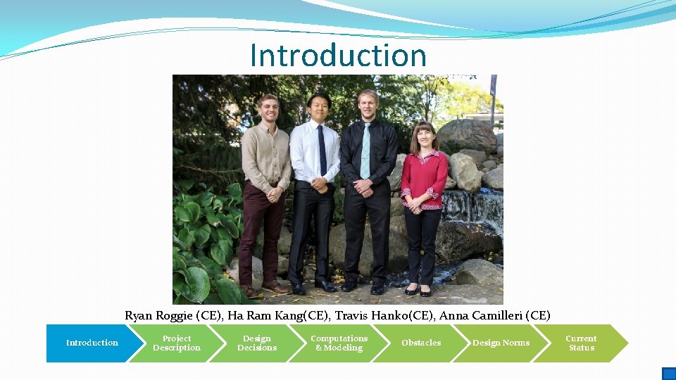 Introduction Ryan Roggie (CE), Ha Ram Kang(CE), Travis Hanko(CE), Anna Camilleri (CE) Introduction Project