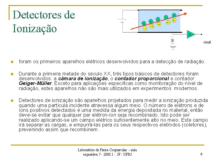 Detectores de Ionização n foram os primeiros aparelhos elétricos desenvolvidos para a detecção de