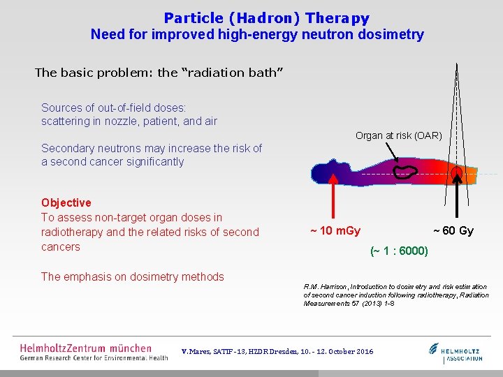 Particle (Hadron) Therapy Need for improved high-energy neutron dosimetry The basic problem: the “radiation