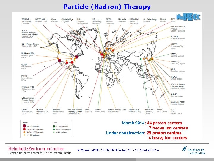 Particle (Hadron) Therapy March 2014: 44 proton centers 7 heavy ion centers Under construction: