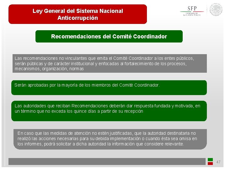 Ley General del Sistema Nacional Anticorrupción Recomendaciones del Comité Coordinador Las recomendaciones no vinculantes