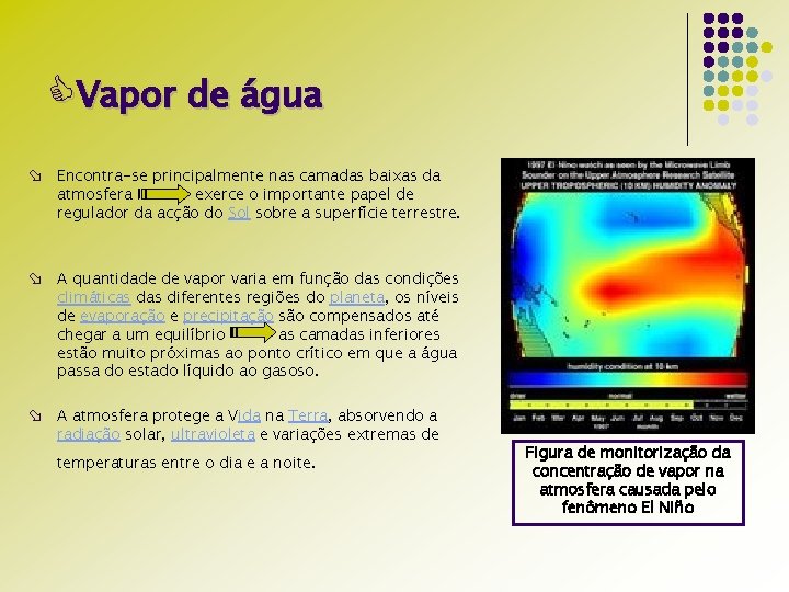 CVapor de água ø Encontra-se principalmente nas camadas baixas da atmosfera exerce o importante