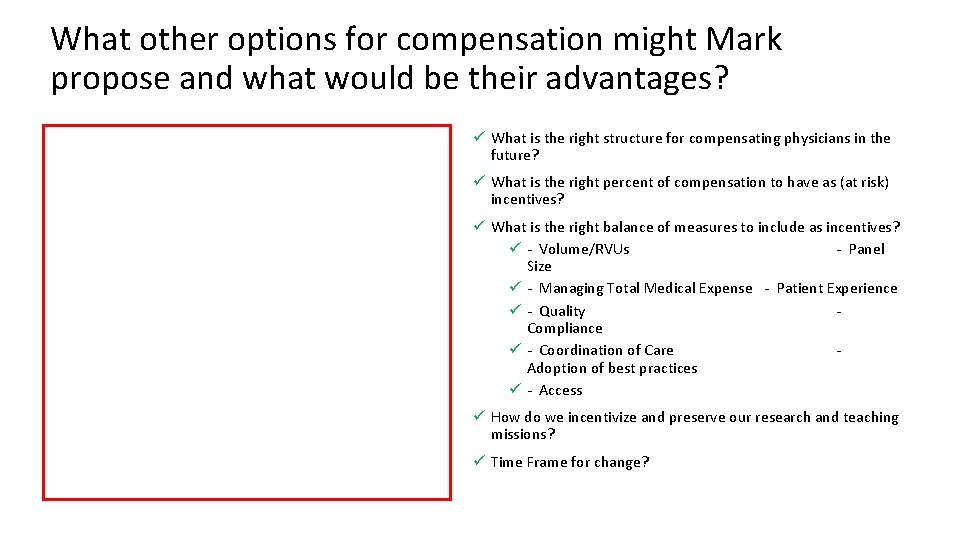 What other options for compensation might Mark propose and what would be their advantages?