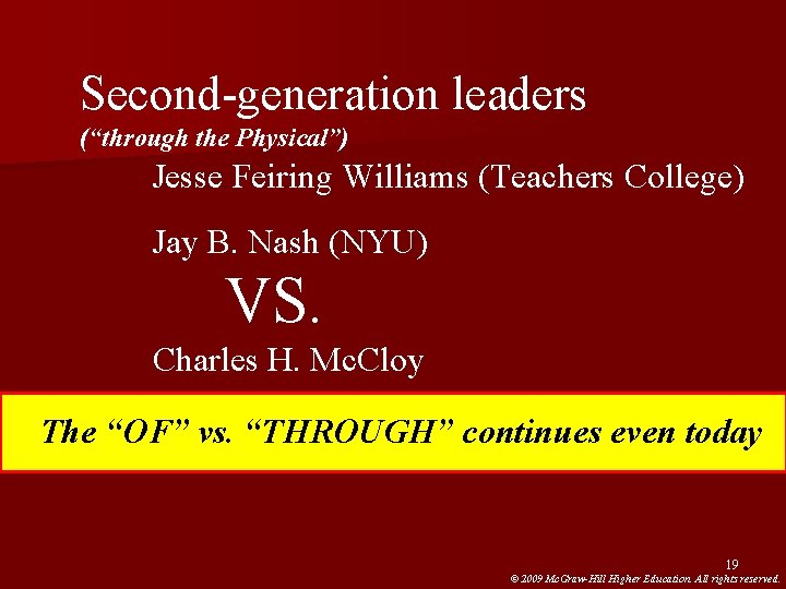 Second-generation leaders (“through the Physical”) Jesse Feiring Williams (Teachers College) Jay B. Nash (NYU) Second-generation leaders (“through the Physical”) Jesse Feiring Williams (Teachers College) Jay B. Nash (NYU)