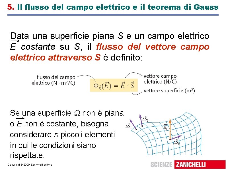 5. Il flusso del campo elettrico e il teorema di Gauss Data una superficie