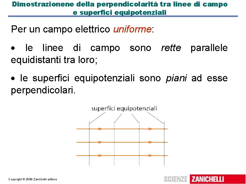 Dimostrazionene della perpendicolarità tra linee di campo e superfici equipotenziali Per un campo elettrico