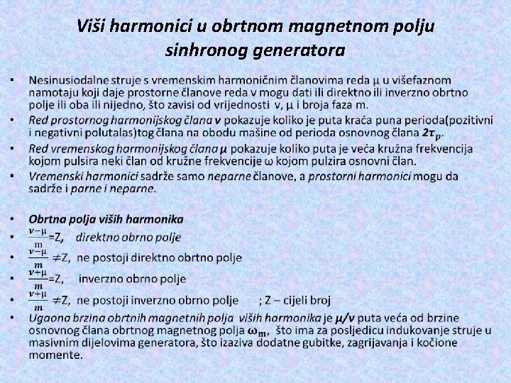 Viši harmonici u obrtnom magnetnom polju sinhronog generatora • 