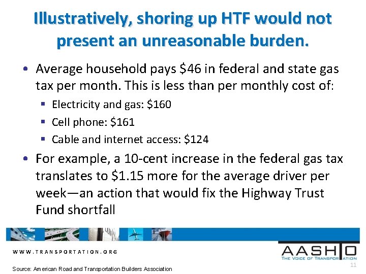 Illustratively, shoring up HTF would not present an unreasonable burden. • Average household pays