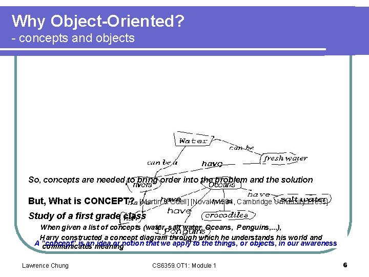 Why Object-Oriented? - concepts and objects So, concepts are needed to bring order into